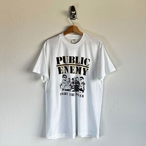 Public Enemy Fight The Power Vintage White Tee Size Large